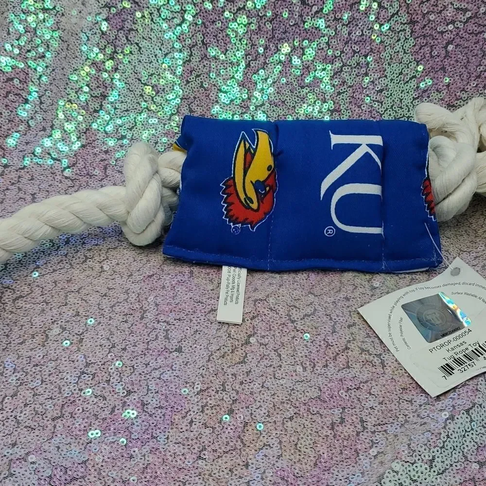 Dog Tug Rope Toy Kansas Licensed Collegiate Product
